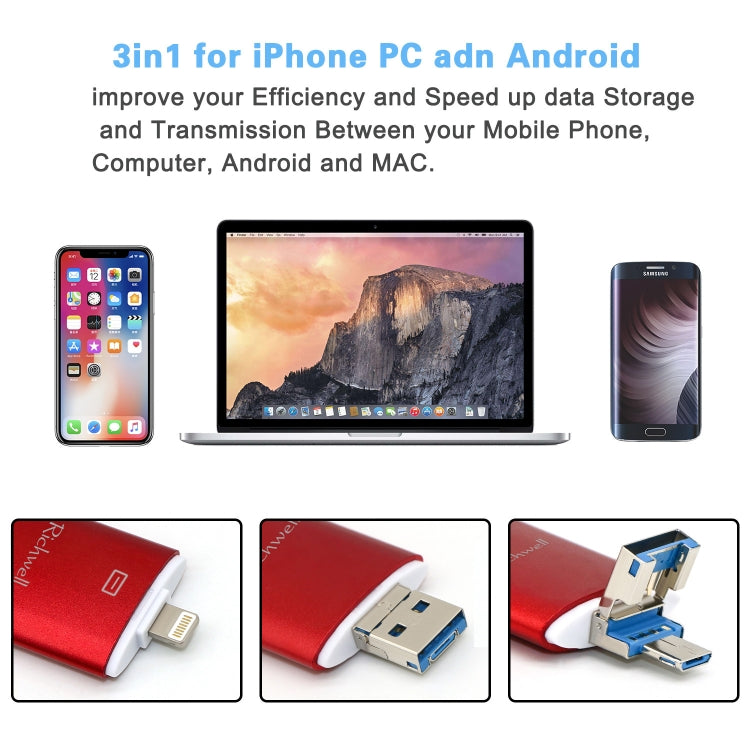 Richwell 3 in 1 64G Type-C + 8 Pin + USB 3.0 Flash Disk
