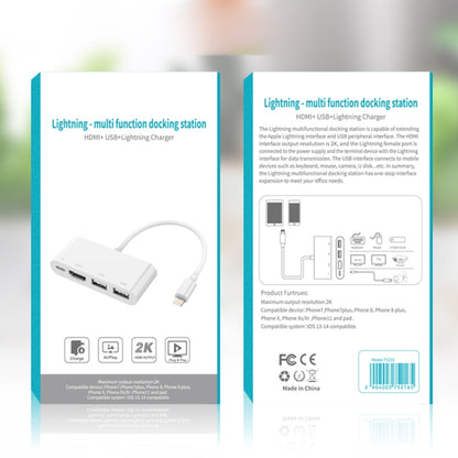 75215 5 in 1 8 Pin to HDMI + SD Card Slot + TF Card Slot + USB + 8 Pin Charging Port HD Video Con...
