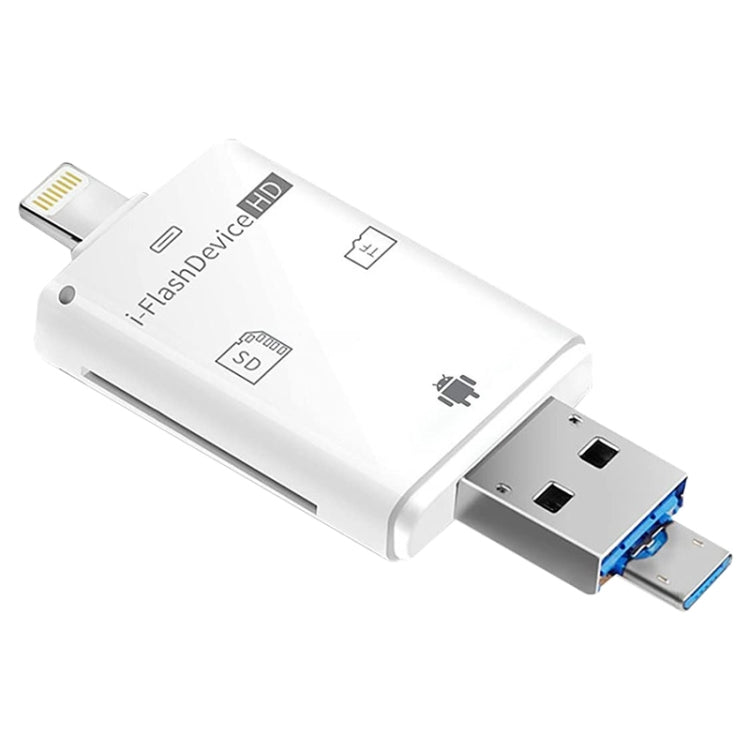 NK-208 3 in 1 i-Flash TF Card / SD Card Reader For 8 Pin + USB 2.0 + Micro USB Devices(Black)����...