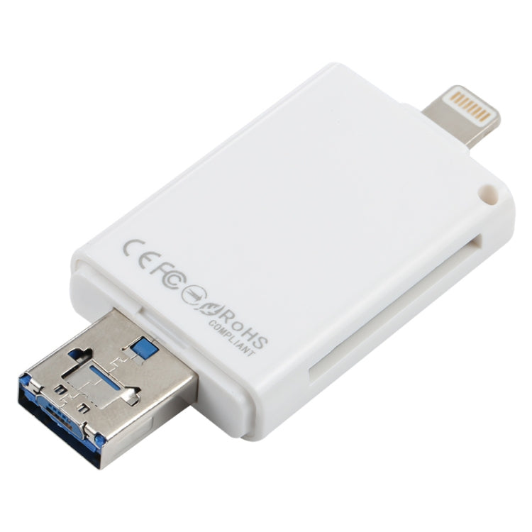 NK-208 3 in 1 i-Flash TF Card / SD Card Reader For 8 Pin + USB 2.0 + Micro USB Devices(Black)����...