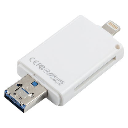 NK-208 3 in 1 i-Flash TF Card / SD Card Reader For 8 Pin + USB 2.0 + Micro USB Devices(Black)����...