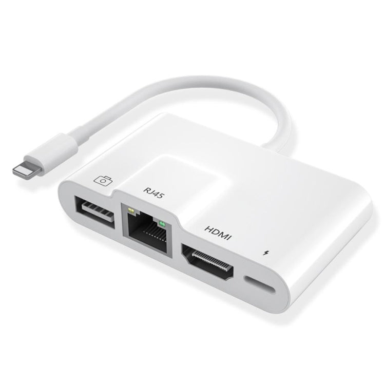 4 in 1 8 Pin Male to 8 Pin Power + RJ45 Ethernet + HDMI + USB Camera Female OTG Digital AV Adapte...