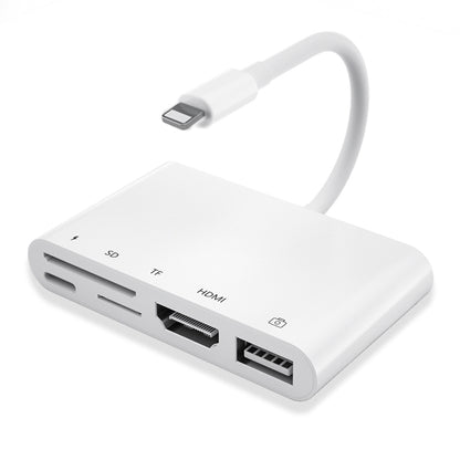 5 in 1 8 Pin Male to USB + HDMI + TF / SD Card Slot + 8 Pin Power Female OTG Digital AV Adapter��...