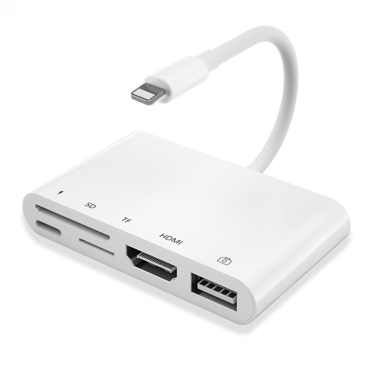 5 in 1 8 Pin Male to USB + HDMI + TF / SD Card Slot + 8 Pin Power Female OTG Digital AV Adapter��...