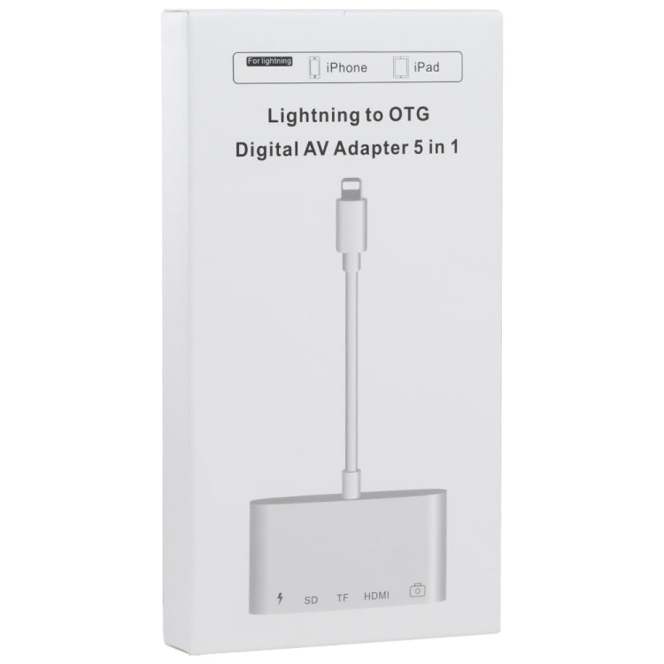 5 in 1 8 Pin Male to USB + HDMI + TF / SD Card Slot + 8 Pin Power Female OTG Digital AV Adapter��...
