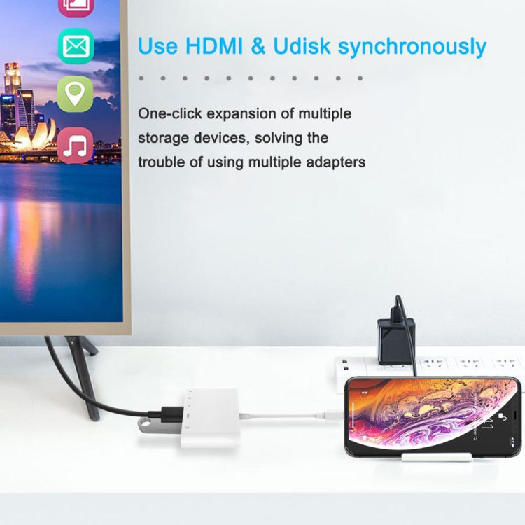 5 in 1 8 Pin Male to USB + HDMI + TF / SD Card Slot + 8 Pin Power Female OTG Digital AV Adapter��...