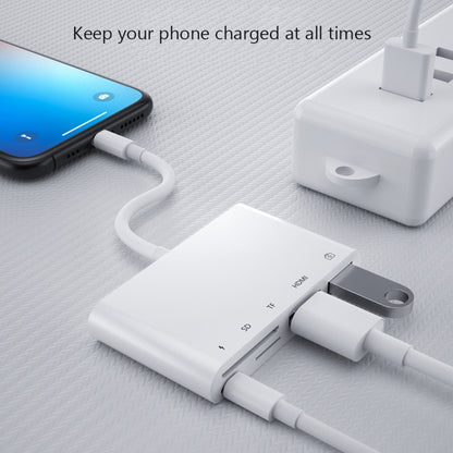 5 in 1 8 Pin Male to USB + HDMI + TF / SD Card Slot + 8 Pin Power Female OTG Digital AV Adapter��...