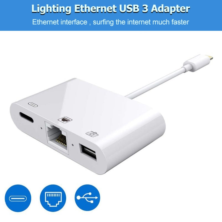 3 in 1 Ethernet + USB + 8 Pin Charging Female to 8 Pin Male