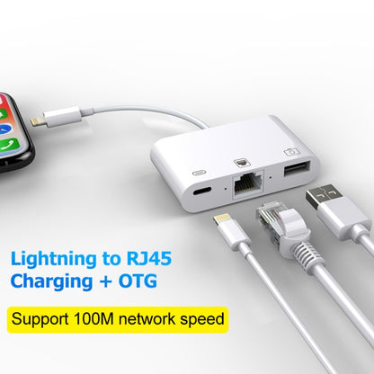 3 in 1 Ethernet + USB + 8 Pin Charging Female to 8 Pin Male