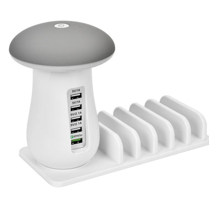 XLD888 5 Ports (2 x 5V/1A + 2 x 5V/2.1A + 1 x QC3.0) USB Charger Mushroom Light Desk Lamp Charger...