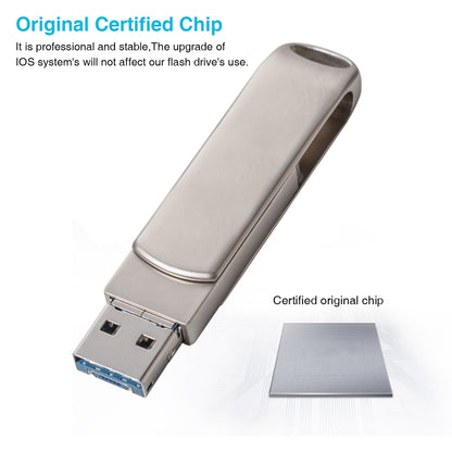 Richwell 3 in 1 16G Micro USB + 8 Pin + USB 3.0 Metal Rotating Push-pull Flash Disk with OTG Func...