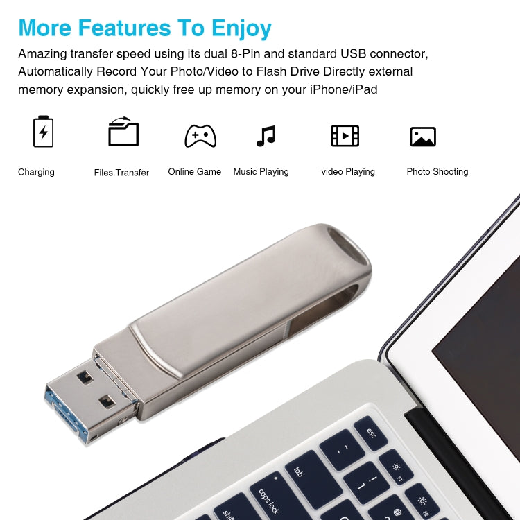 Richwell 3 in 1 16G Micro USB + 8 Pin + USB 3.0 Metal Rotating Push-pull Flash Disk with OTG Func...