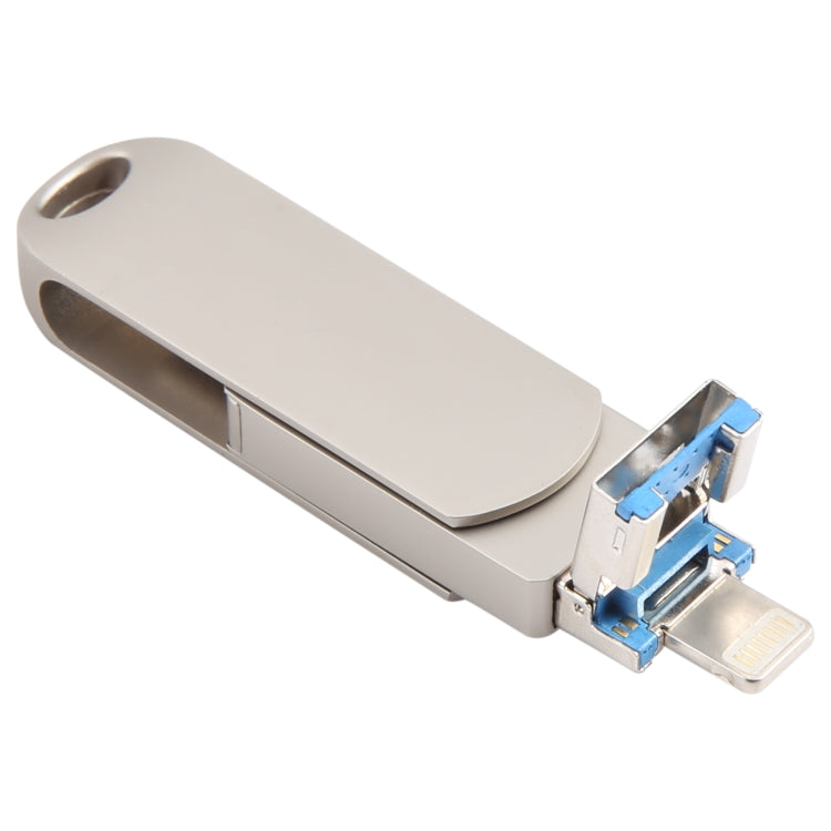 3 in 1 64G Micro USB + 8 Pin + Type-C Metal Rotating Push-pull Flash Disk with OTG Function������...