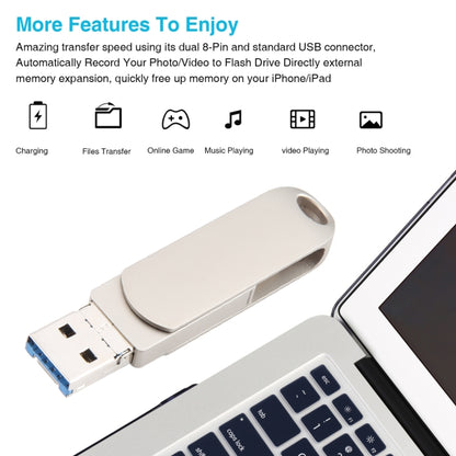 3 in 1 64G Micro USB + 8 Pin + Type-C Metal Rotating Push-pull Flash Disk with OTG Function������...