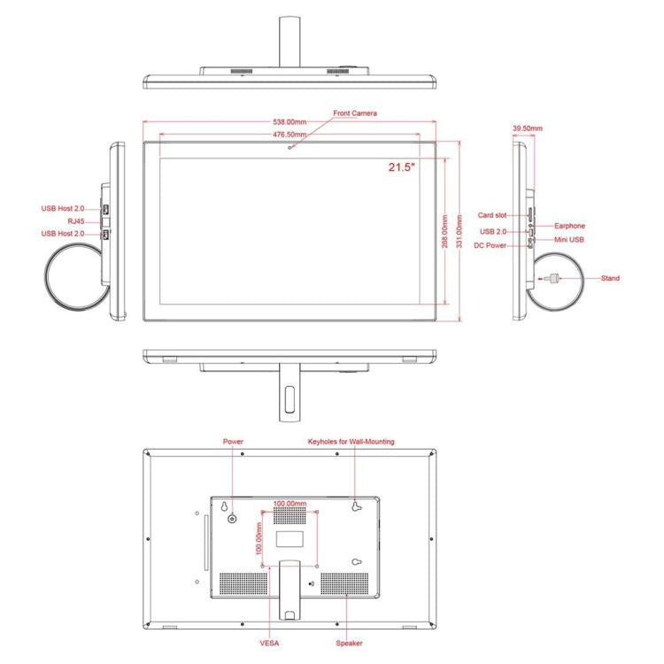 HSD2151 21.5 inch LCD Display Digital Photo Frame, RK3576S Octa Core, Android 14, 4GB+32GB�������...