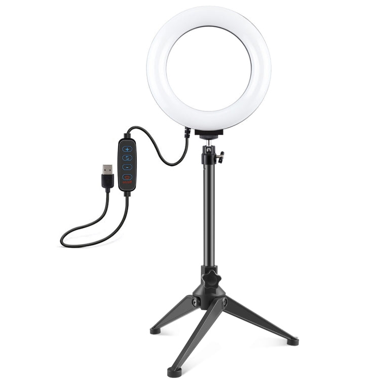 PULUZ 6.2 inch 16cm USB 3 Modes Dimmable LED Ring Vlogging Photography Video Lights + Desktop Tri...