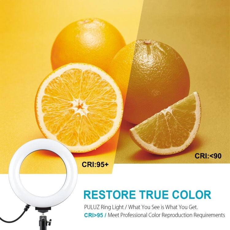 PULUZ 6.2 inch 16cm USB 3 Modes Dimmable LED Ring Vlogging Photography Video Lights + Desktop Tri...