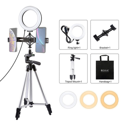 PULUZ Tripod Mount +  Live Broadcast Dual Phone Bracket + 6.2 inch 16cm LED Ring Vlogging Video L...