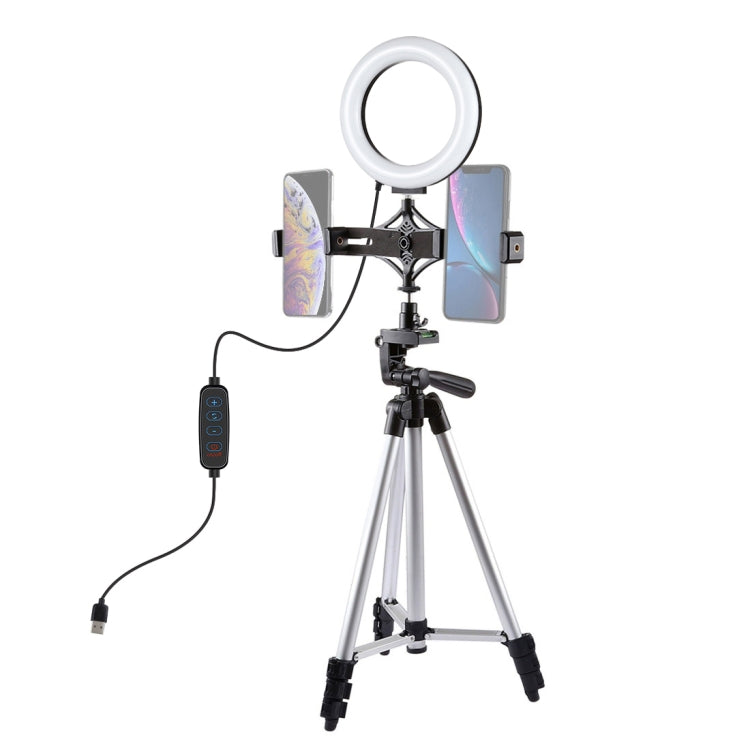 PULUZ Tripod Mount +  Live Broadcast Dual Phone Bracket + 6.2 inch 16cm LED Ring Vlogging Video L...