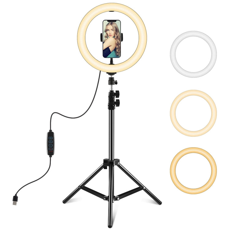 PULUZ 10.2 inch 26cm LED Ring Light  + 1.1m Tripod Mount Selfie Beauty Vlogging Video Light  Live...