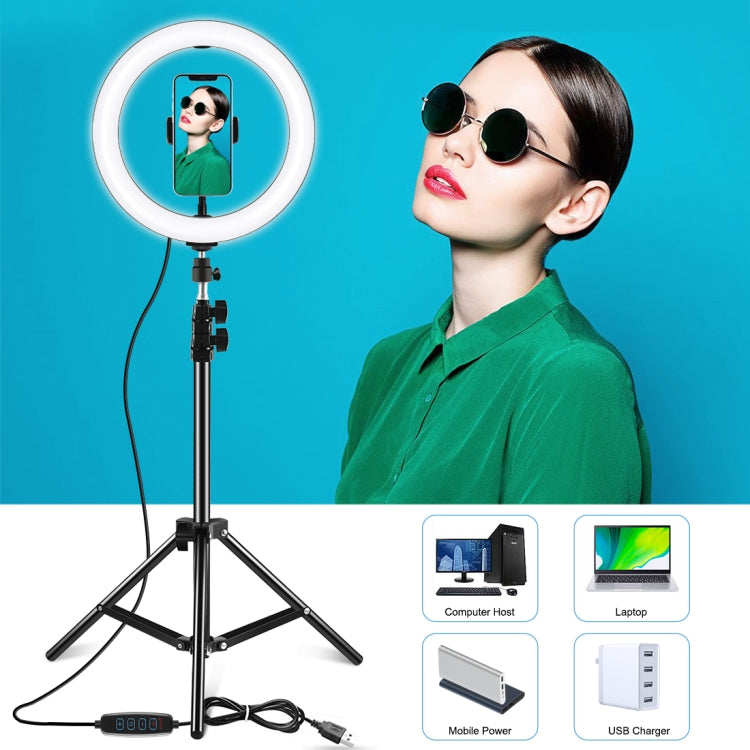 PULUZ 10.2 inch 26cm LED Ring Light  + 1.1m Tripod Mount Selfie Beauty Vlogging Video Light  Live...