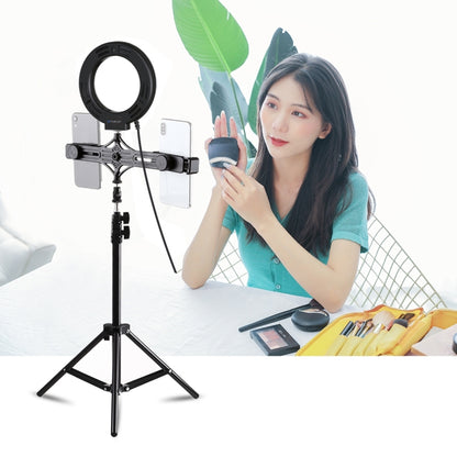 PULUZ 1.1m Tripod Mount + Live Broadcast Dual Phone Bracket + 6.2 inch 16cm LED Ring Vlogging Vid...