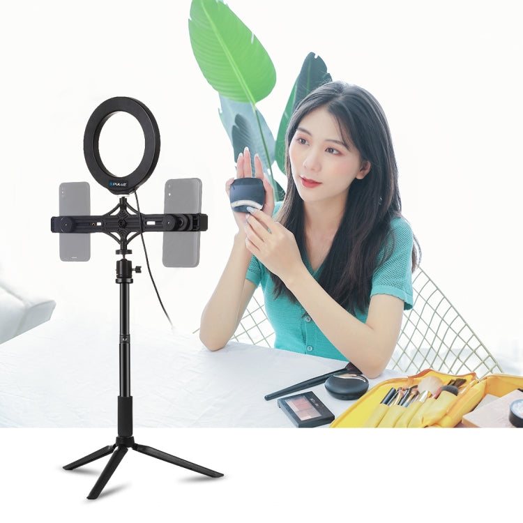 PULUZ Tripod Mount +  Extension Rod + Live Broadcast Dual Phone Bracket + 6.2 inch 16cm LED Ring ...