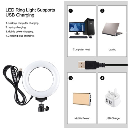 PULUZ 4.7 inch 12cm Curved Surface Ring Light + Round Base Desktop Mount USB 10 Modes 8 Colors RG...