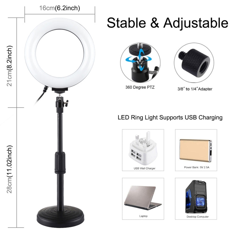 PULUZ 6.2 inch 16cm USB 10 Modes 8 Colors RGBW Dimmable LED Ring Vlogging Photography Video Light...