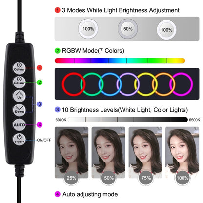 PULUZ 6.2 inch 16cm USB 10 Modes 8 Colors RGBW Dimmable LED Ring Vlogging Photography Video Light...