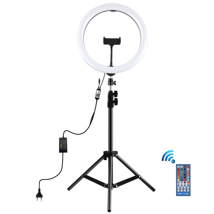PULUZ 11.8 inch 30cm RGB Light 1.1m Tripod Mount Dimmable LED Ring Vlogging Selfie Photography Vi...