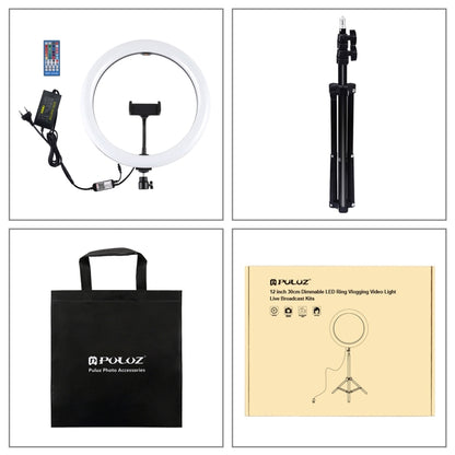 PULUZ 11.8 inch 30cm RGB Light 1.1m Tripod Mount Dimmable LED Ring Vlogging Selfie Photography Vi...