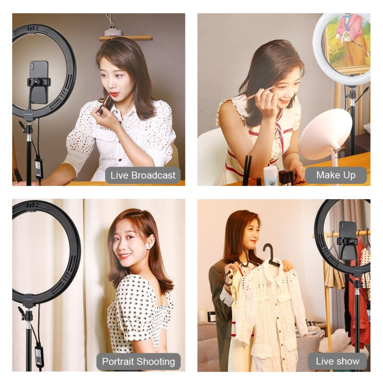 PULUZ 11.8 inch 30cm RGB Light 1.1m Tripod Mount Dimmable LED Ring Vlogging Selfie Photography Vi...