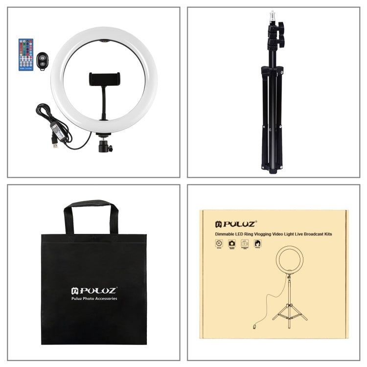 PULUZ 26cm Curved Surface RGBW LED Ring Light Broadcast Kits