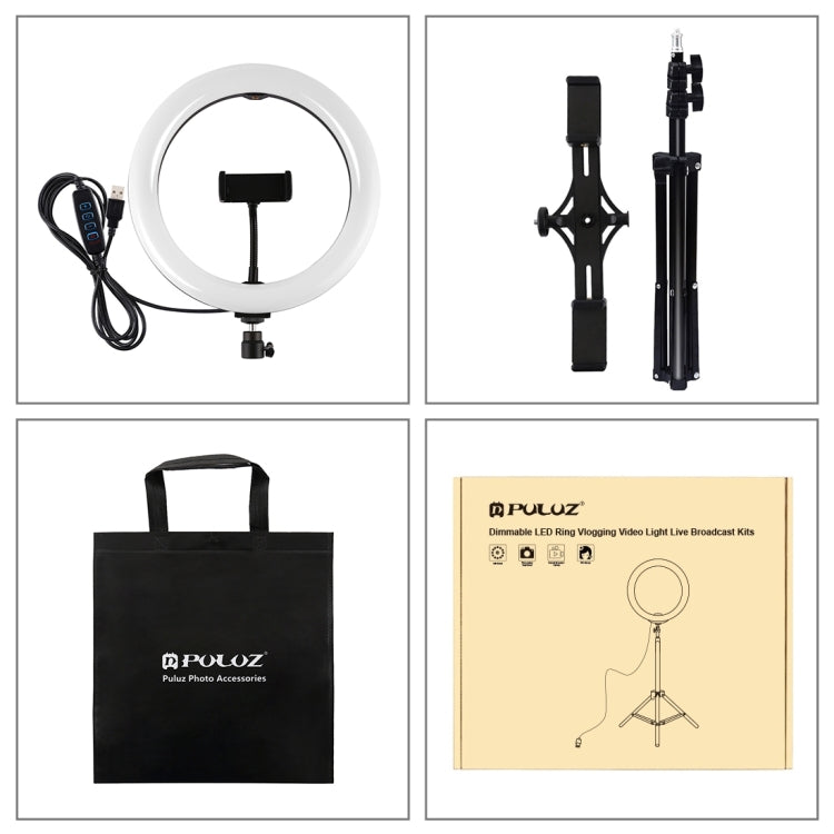 PULUZ 26cm LED Ring Vlogging Video Light Live Broadcast Kits