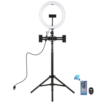 PULUZ 10.2 inch 26cm RGBW Light + 1.65m Tripod Mount + Dual Phone Bracket Curved Surface USB RGBW...