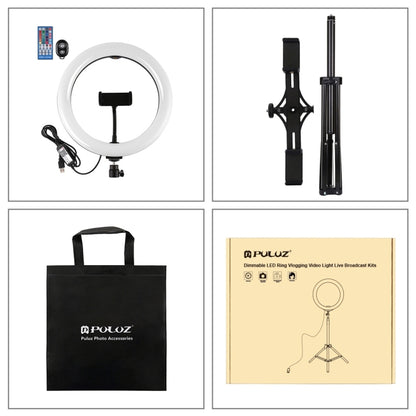 PULUZ 10.2 inch 26cm RGBW Light + 1.65m Tripod Mount + Dual Phone Bracket Curved Surface USB RGBW...