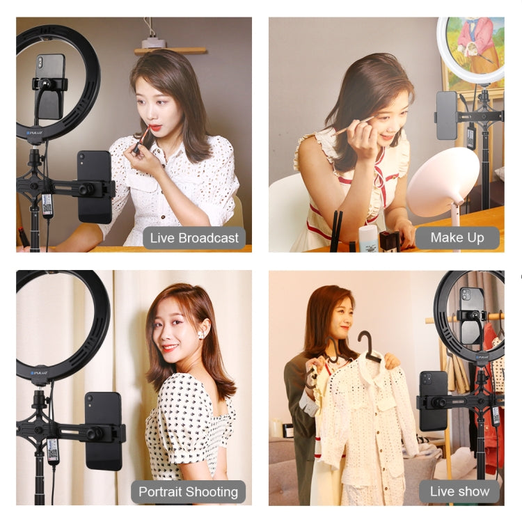 PULUZ 10.2 inch 26cm RGBW Light + 1.65m Tripod Mount + Dual Phone Bracket Curved Surface USB RGBW...
