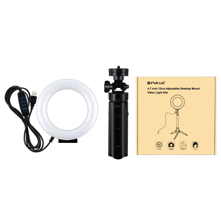 PULUZ 4.7 inch 12cm USB 3 Modes Dimmable LED Ring Vlogging Photography Video Lights + Pocket Trip...
