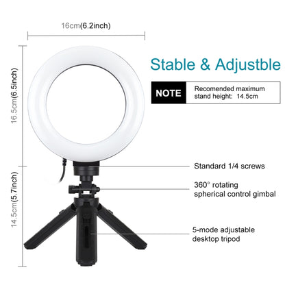 PULUZ 6.2 inch 16cm USB 3 Modes Dimmable LED Ring Vlogging Photography Video Lights + Pocket Trip...