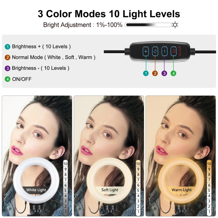 PULUZ 6.2 inch 16cm USB 3 Modes Dimmable LED Ring Vlogging Photography Video Lights + Pocket Trip...