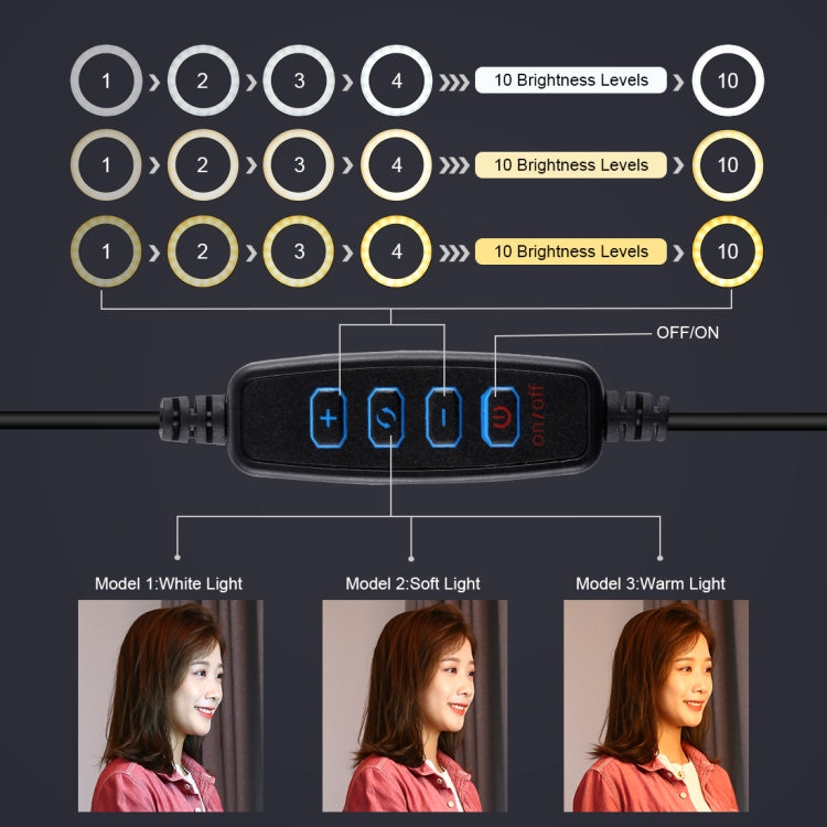 PULUZ 11.8 inch 30cm Light + 1.1m Tripod Mount Curved Surface USB 3 Modes Dimmable Dual Color Tem...