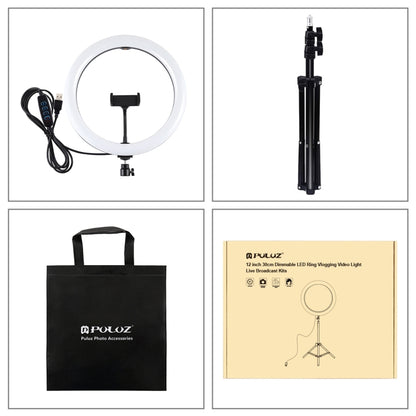 PULUZ 11.8 inch 30cm Light + 1.1m Tripod Mount Curved Surface USB 3 Modes Dimmable Dual Color Tem...