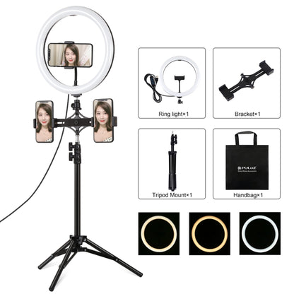 PULUZ 11.8 inch 30cm Light + 1.1m Tripod Mount + Dual Phone Brackets Curved Surface USB 3 Modes D...