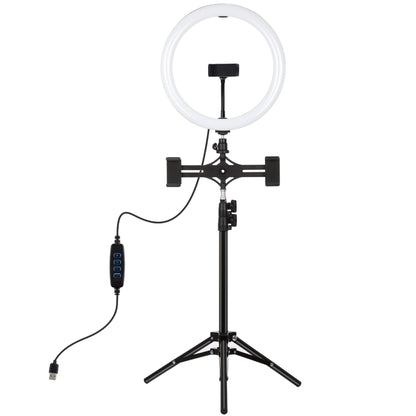 PULUZ 11.8 inch 30cm Light + 1.1m Tripod Mount + Dual Phone Brackets Curved Surface USB 3 Modes D...