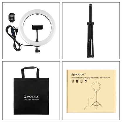 PULUZ 10.2 inch 26cm Light + 1.65m Tripod Mount Curved Surface USB 3 Modes Dimmable Dual Color Te...