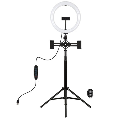 PULUZ 1.65m Tripod Mount + Dual Phone Brackets + 10.2 inch 26cm Curved Surface USB 3 Modes Dimmab...
