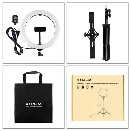 PULUZ 10.2 inch 26cm Light + 1.1m Tripod Mount + Dual Phone Brackets USB 3 Modes Dimmable Dual Co...