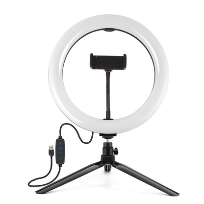 PULUZ 10.2 inch 26cm Selfie Beauty Light + Desktop Tripod Mount USB 3 Modes Dimmable LED Ring Vlo...