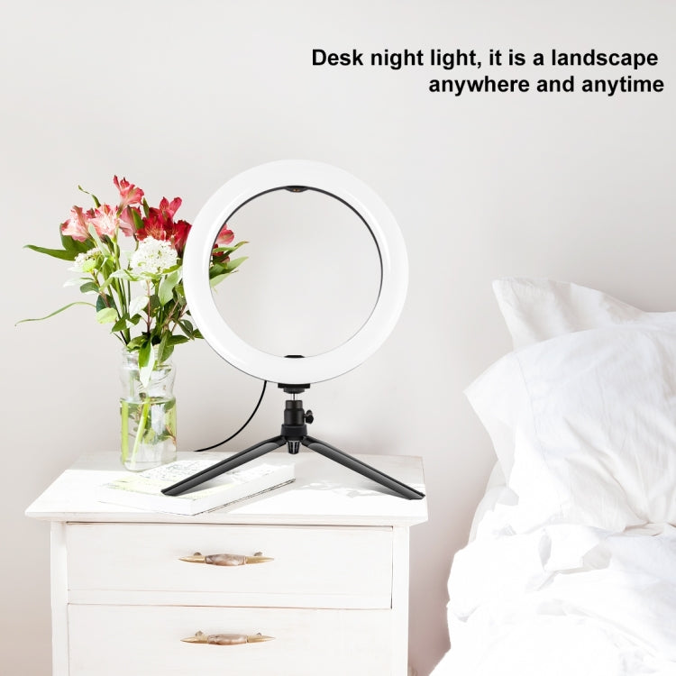 PULUZ 10.2 inch 26cm Selfie Beauty Light + Desktop Tripod Mount USB 3 Modes Dimmable LED Ring Vlo...